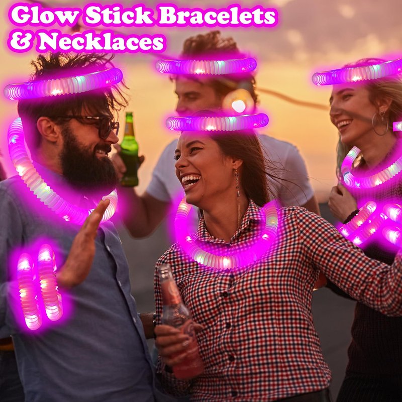 12-24 PCS Pink Glow Sticks Party Favors for Kids,Glow Necklaces Bracelets Accessories Decor for Toddlers Graduation Party,Kindergarten Preschool End of School Year Goodie Bag Stuffers Classroom Prizes