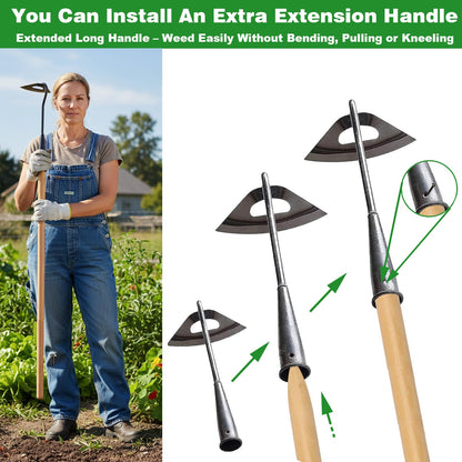 2Pcs Garden Hoe Tools, All-Steel Hardened Hollow Hoe, Garden Weed Puller, Sharp Garden Weeding Tools, Hand Hoe Gardening Edger Weeder Tool for Patio Weeding,Soil Loosening,Farm Planting (Long Handle)