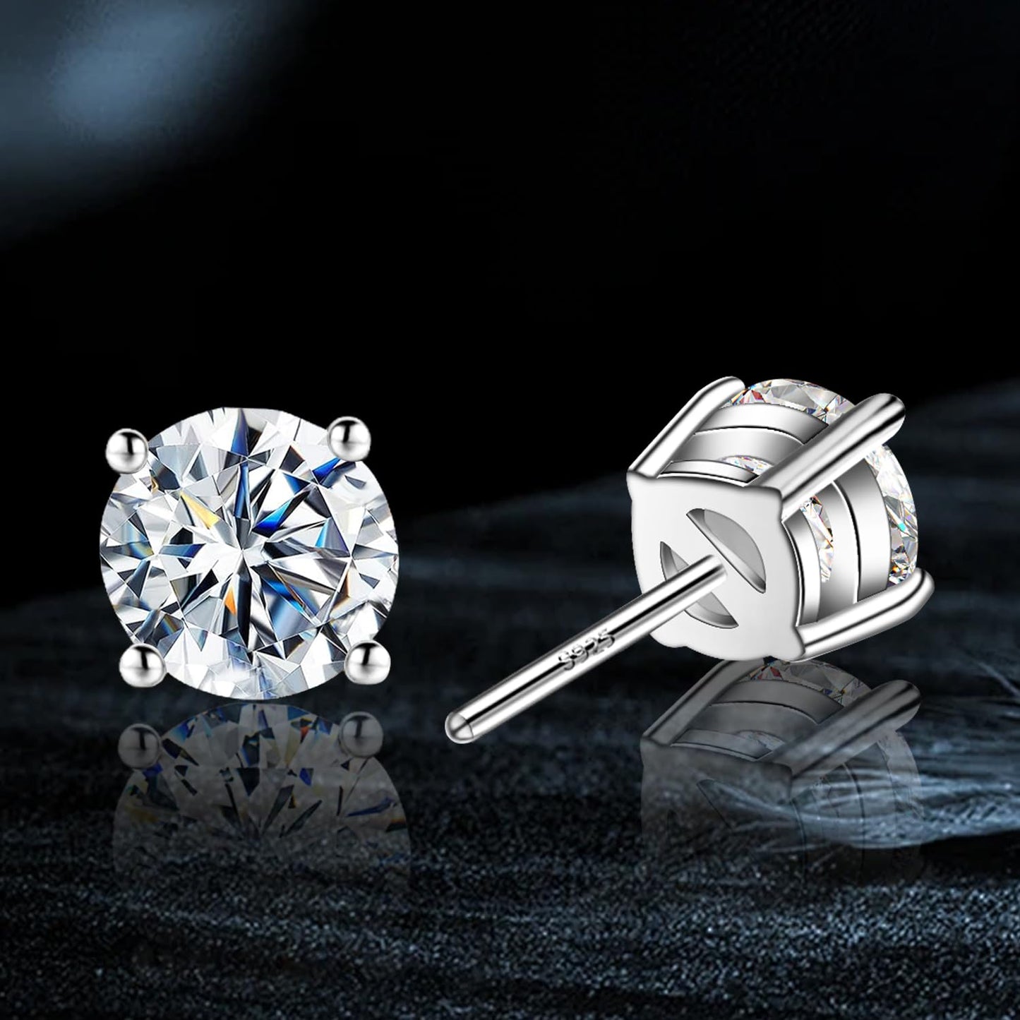 Moissanite Stud Earrings 2.0CT D Color,GRA 925 Sterling Silver Earrings for Men 18K White Gold Plating Earrings for Women,wedding earrings(1.0ct*2)