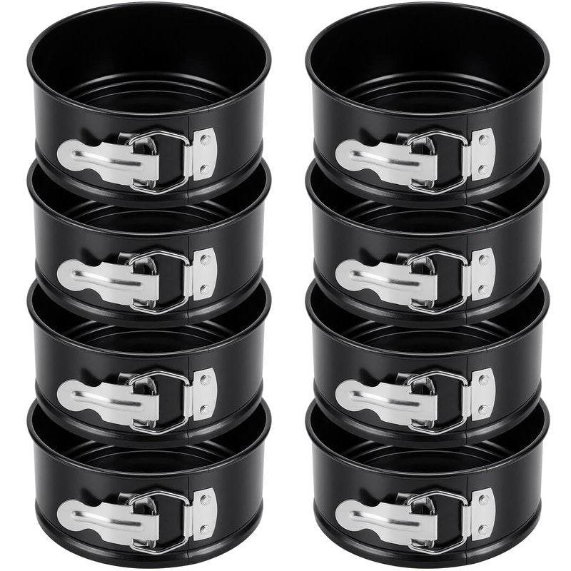 Sunnyray 8 Pcs 4 Inch Springform Pan for Baking Mini Cheesecake Pans with Removable Bottom Nonstick Leakproof Round Cake Mold Spring Form Molds for Mini Cheesecake Pizza and Quiches (Black)
