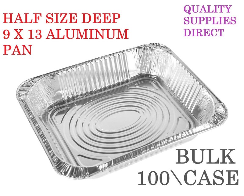 Quality Supplies Direct - Aluminum Pans 9 x 13 Disposable Foil Pans 1 Box (100 Box) Half Size Deep Steam Table Pans, Economy Value - Tin Foil Pans Great For Cooking, Heating, Storing And Food Prepping