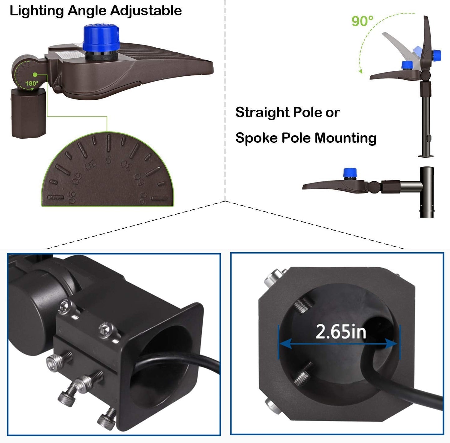 ledmo 200 Watt LED Parking Lot Light - 26,000 Lumen - 5000K Bright White - Slip Fit - with Photocell - Brown Housing