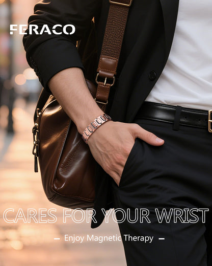Feraco Copper Bracelet for Men,Magnetic Therapy Cooper Bracelets with 46 Magnets, Men's 99.99% Pure Copper