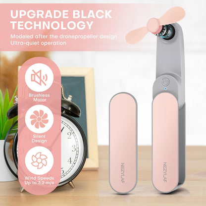 Nezylaf Portable Mini Handheld Fan - Rechargeable Personal Fan for Travel | 9-15 Hours Runtime