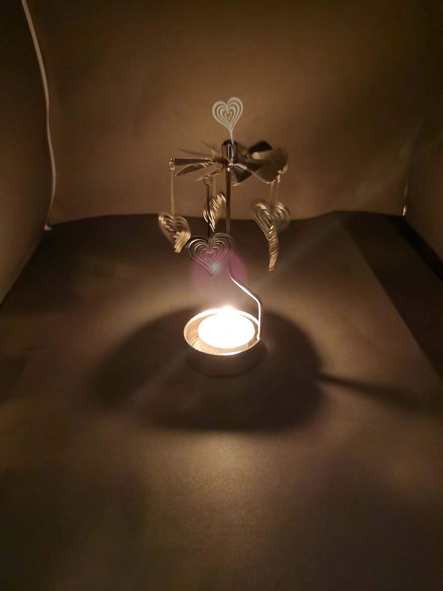 Rotary Candle Holder Spinning Candleholder Metal Small Gift (Heart)