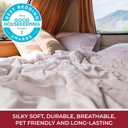 Mellanni RV Short Queen Sheets - Luxury 4 PC Bedding Set | Extra Soft, Cooling, Deep Pocket (Terracotta)