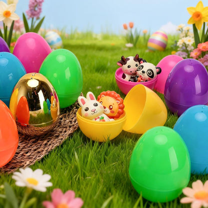 MGparty 72 Pcs Large 4" Easter Eggs Plastic Empty Eggs Bulk with 6 Golden Eggs, Fillable Easter Eggs for Egg Hunt, Easter Basket Stuffers, Party Favors, Decorations
