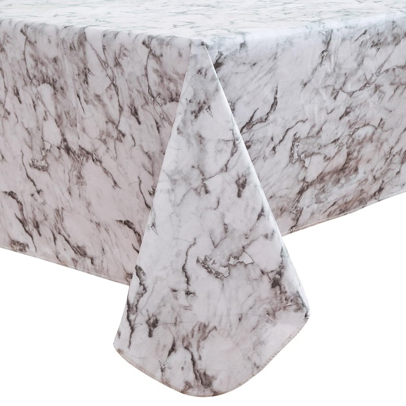 Walrus Heavy Duty Vinyl Tablecloth with Flannel Backing Waterproof Oil-Proof Plastic Table Cloth Stain-Resistant Wipeable Rectangle or Square Table Cover for Indoor and Outdoor (Marble, 60X84 Inch)