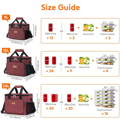 Lifewit Large Lunch Bag, Insulated Lunch Box, Soft Cooler Cooling Tote for Adult Men Women, Burgundy 40-Can (24L)