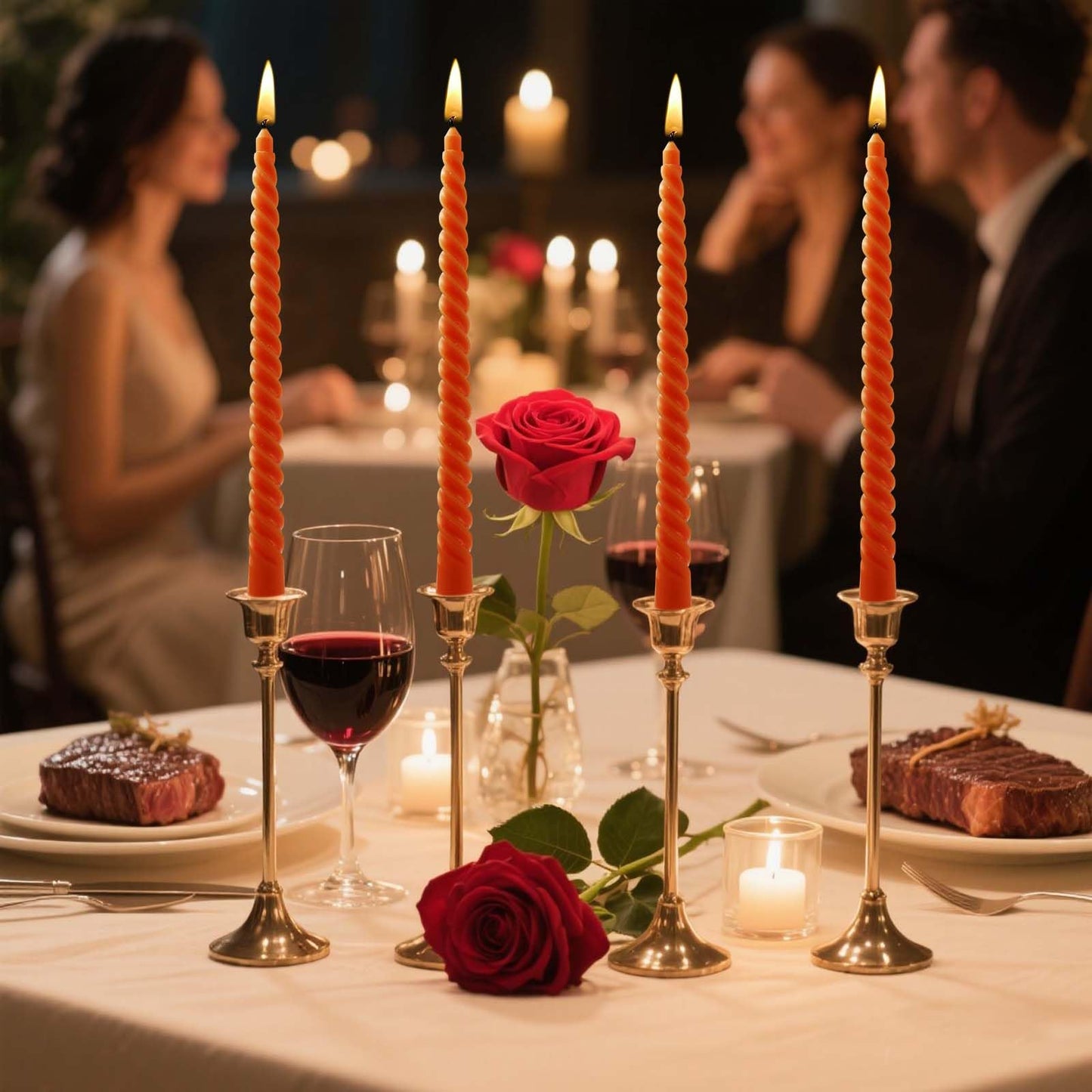 Taper Candles,10 inch-Set of 4 Metal StyleTapered Candles, Long Candle,Tall Candlesticks, Long Candle Sticks,Spiral Taper Candle,Home Dinner, Party, Wedding, Halloween (4, Orange, 10 inch)