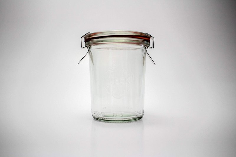 Weck Tulip Jar Rubber Sole & Two Metal Clamps Food Storage Jar Round Preserve Container Clear Preserving Seal Wire Clip Fastening Kitchen Canning Cereal Sugar Beans Spice - 33.8 fl. oz Single 1 liter