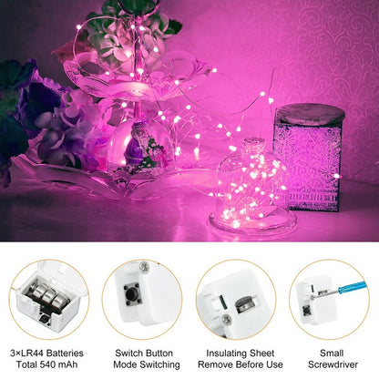 btfarm Valentine's Day 30 Pack Pink Fairy Lights Battery Operated 3 Modes, 7ft 20 Led Twinkle String Lights Waterproof, Bulk Small Mini Light for Mason Jars Christmas Vases Wedding Table Decorations