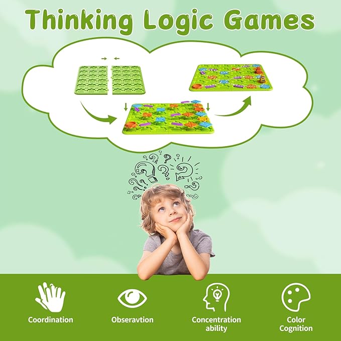 Brain Stem Activity Logic Kits Board Teaser Games &amp Puzzles Toys with 200+ Challenges 4 Difficulty Levels for Kids Ages 3-10 Educational Learning Maze Games for Toddlers