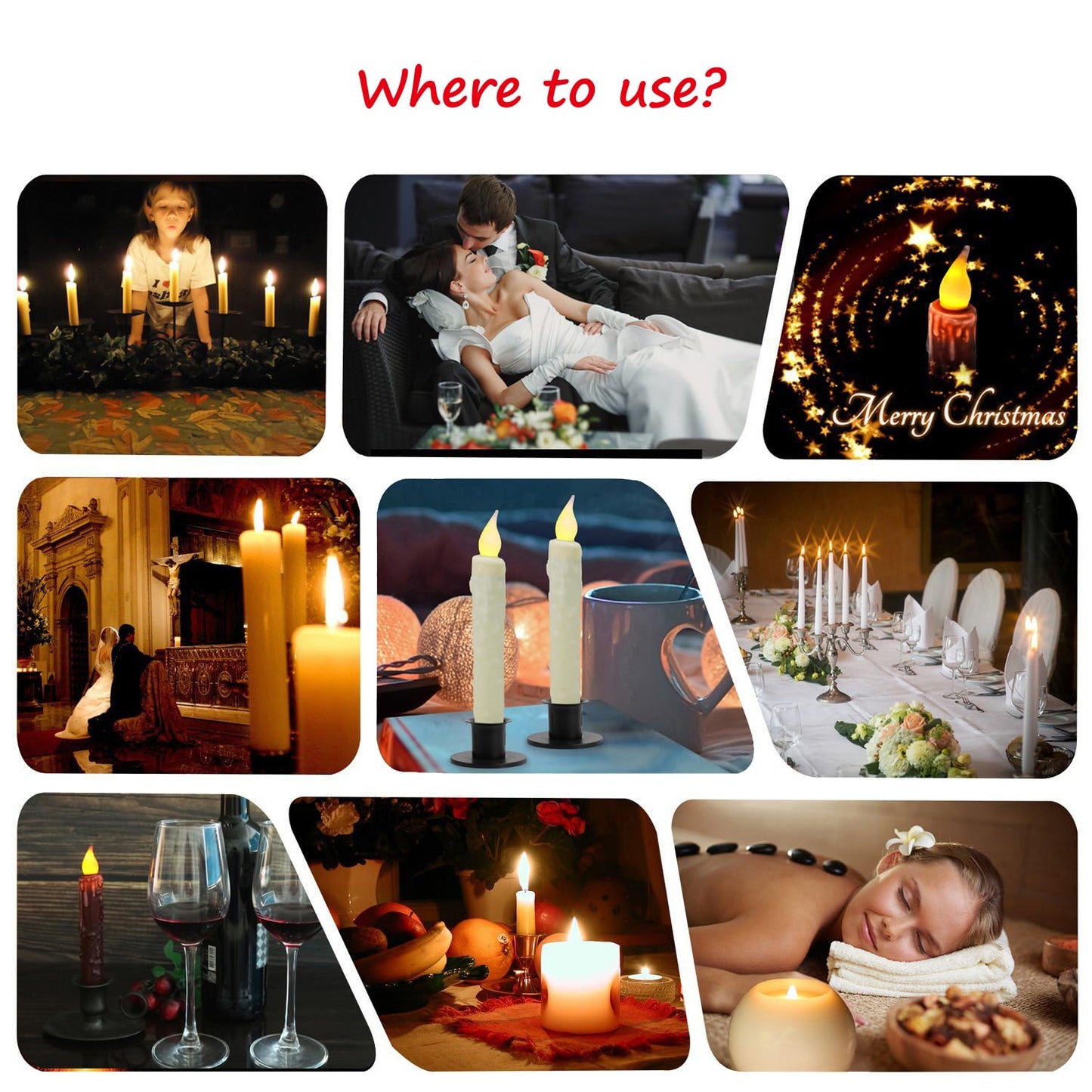 CVHOMEDECO. Real Wax Hand Dipped Battery Operated LED Timer Taper Candles Rustic Primitive Flameless Lights Décor, 6-3/4 Inch, Ivory, 6 PCS in a Package