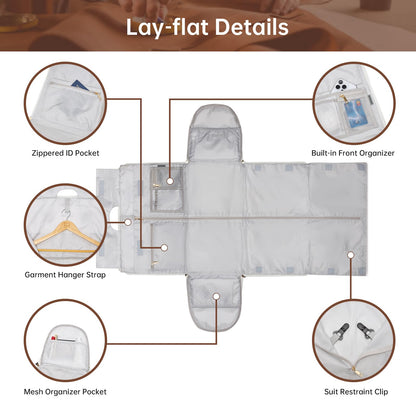 Convertible Garment Duffel Bag for Travel,2 in 1 Weekender Bag Hanging Suitcase for Women with Shoe Compartment, Carry On Suit Bags Travel Duffle Bag Beige
