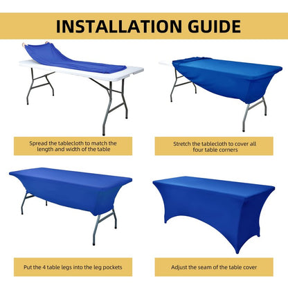 ZarzaaSik 10-Pack 8ft Spandex Table Covers for Rectangle Folding Tables - Washable Elastic Tablecloth - Ultimate Fitted Table Protector for Parties, Trade Shows, Banquet, and Wedding