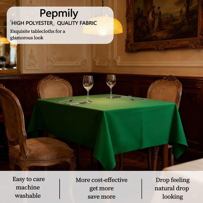 pepmily 8 Pack Green Table Cloth 60x126 Inch Rectangle Tablecloth for 8 Foot Rectangle Tables, Wrinkle Resistant Washable Polyester Fabric Table Cover for Dining Banquet Wedding Party