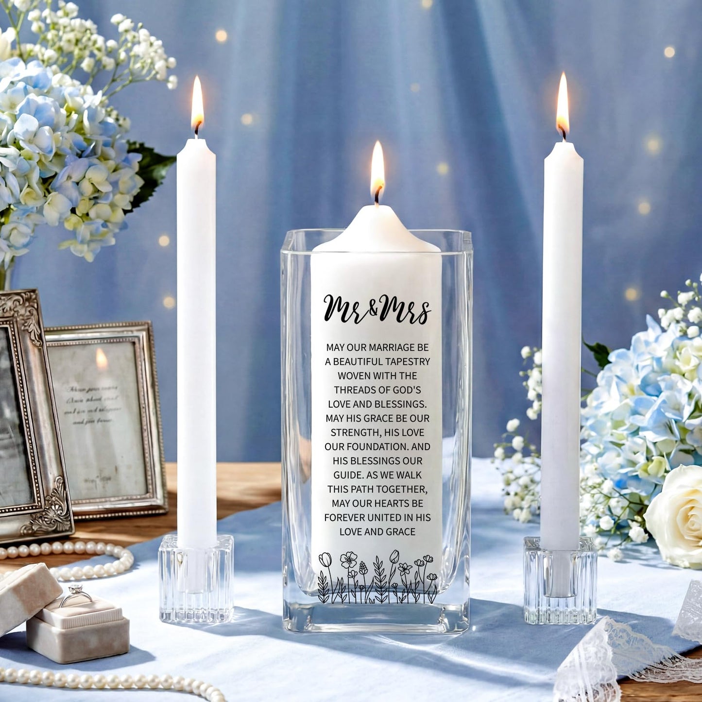 Irenare Unity Candles with Holder for Wedding Ceremony Unity Candle Set Wedding Table Decorations Accessories for Formal Events Church(Glass Dome)