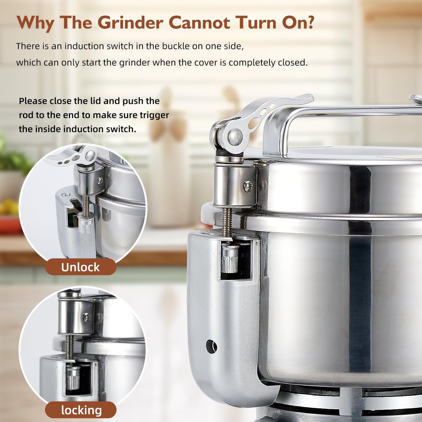 MAGIC MASTER 1000g Grain Mill, High Speed Electric Grinder, Stainless Steel Dry Grinder Machine For Flour, Wheat, Nut, Corn, Rice, Pepper, Herbs, Coffee Beans, Swing, 110V