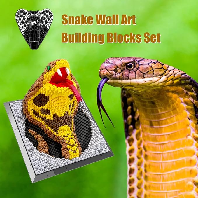 BDYDT Wall Art Snake Building Blocks Set A Wall Decor Set for Adults Who Love Creative Hobbies(2376 Pieces) Toys Gifts for Kid and Adult