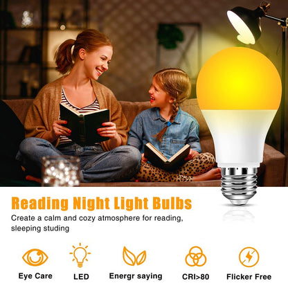 Neporal Amber Light Bulbs, 9W 60W Equivalent A19 Soft Light Bulb, Blue Light Blocking Warm Light Bulbs, 1800K Amber Night Light Bulb, Dim Bulb for Healthy Sleep and Baby Nursery Light (3)