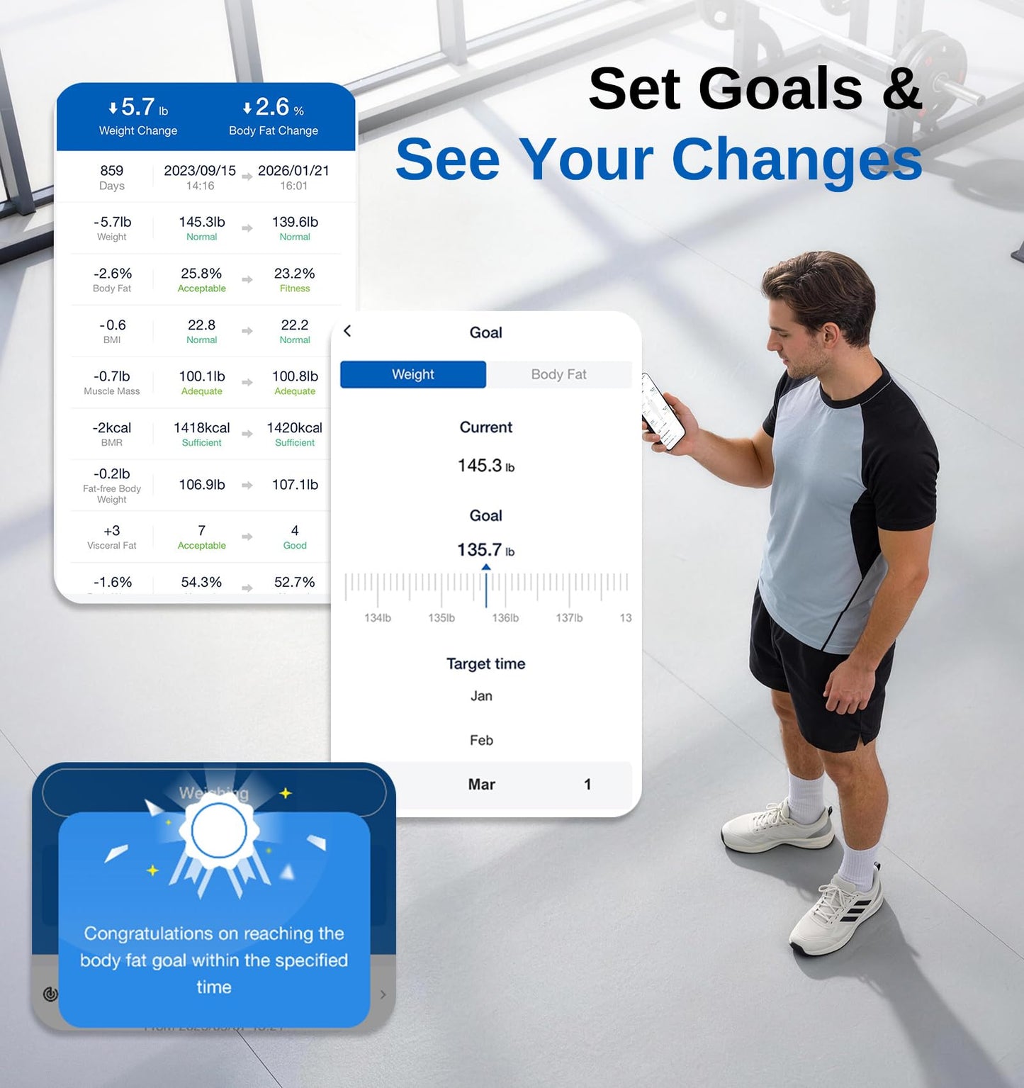 GE Smart Scale for Body Weight: 8-Electrode Body Pod Fat Monitor with Full Body Composition Analysis, Bluetooth App Sync, Large Handle Display, 400lb Capacity Bathroom Scale for Home & Gym, Black