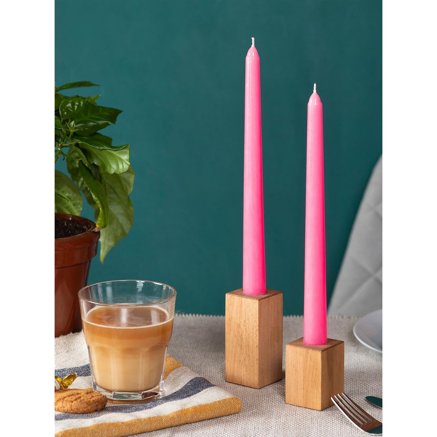 CANDWAX Pink 10 inch Taper Candles Set of 12 - Unscented Smokeless Dripless Pink Candlesticks - Perfect as Easter Candles and for Holidays, Ordinary Dinners and Special Occasions - Tall Candle Sticks