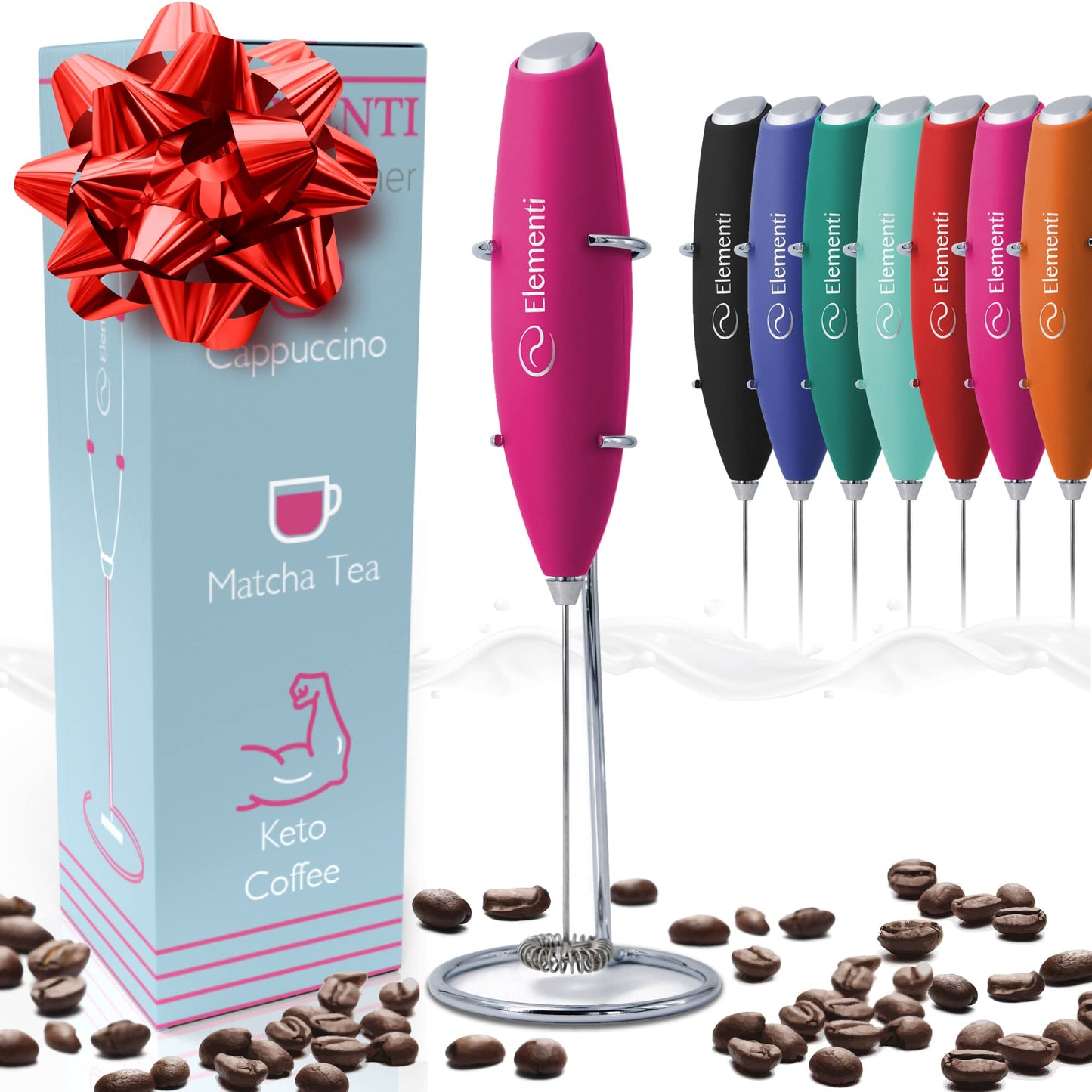 Elementi Portable Electric Milk Frother, Matcha Whisk, Milk Frother for Coffee Frother Electric Hand Blender, Mini Electric Whisk Small Hand Blender (Periwinkle)