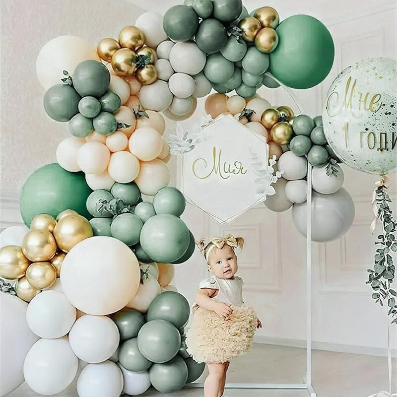 PartyWoo Dusty Green Balloons 50pcs 12 Inch Sage Olive Eucalyptus Green Boho Neutral Latex Helium Balloons for Baby Shower Wedding Jungle Dinosaur Themed Birthday Party Decorations Green-F35
