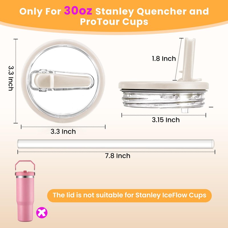 ANTAND 30oz Leak Proof Lid for Stanley Quencher H2.0 Tumbler, Flip Straw Lid Replacement 30 oz Tumbler No Spill Cover Top for Stanley Protour Stanley Cup Accessories, 2 Pack(Cream,Black)