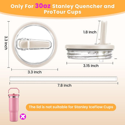 ANTAND 2 Pack Leak Proof Lid for 30oz Stanley H2.0 Quencher,No Spill Flip Straw Lid Replacement for Stanley Cup Accessories 30 oz Tumbler Lid Replacement Straw Cover Cap for Stanley Lids(Black,Black)
