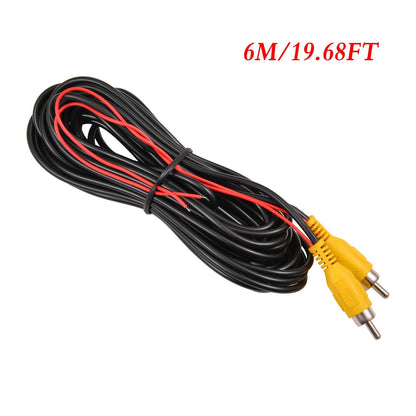 DALLUX Backup Camera RCA Video Cable,Car Reverse Rear View Camera Video Cable with Detection Wire(20FT/6m),AV Extension Cable with RCA Video Female to Female Coupler and Power Cable
