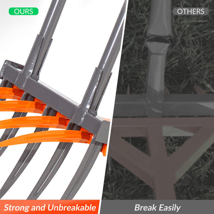 Walensee Broad Fork Garden Tool, 9 Tines Heavy Duty Broadfork Hand Tiller, 2-in-1 Garden Pitchfork with Ergonomic U-Shaped Handle, Spading Digging Fork for Gardening, Cultivating