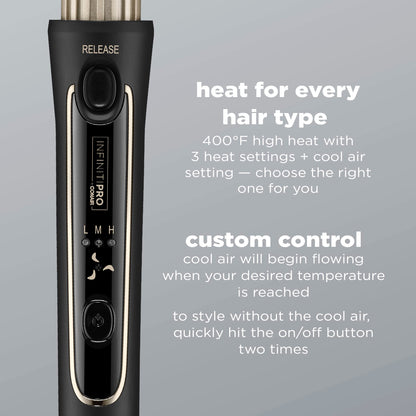 INFINITIPRO BY CONAIR 2-in-1 Cool Air Curling Iron and Flat Iron Luxe, Protects Against Damage and Locks in Style for Effortless Long Lasting Curls, Waves & Straight Looks with One Tool