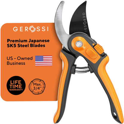 Bypass Pruning Shears with Ultra Sharp Blades - Premium Pruners w/Adjustable Feature for Any Hand Size - Ergonomic & Sturdy Scissors For Gardening - Perfectly Cutting Through Anything in Your Yard