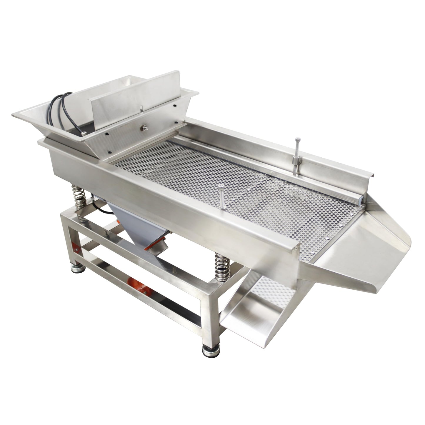 TECHTONGDA Straight Vibrating Sieve Screen Shaker Electric Linear Sifter Machine Stainless Steel One Layer Two Motors 7mm Round Hole Screen Size 11.8×31.5inch 110V