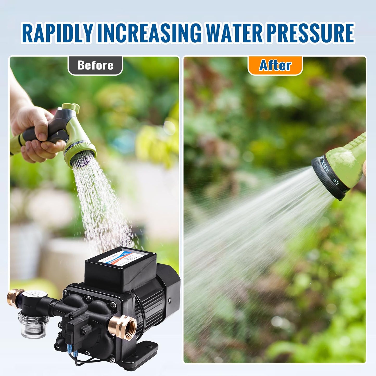 YOUNGTREE Brushless 110V Water Pressure Transfer Pump Continuous Duty 6.0GPM 55PSI On Demand Fresh Water Diaphragm Pump 110 Volt AC for Irrigation Garden Home Pool Car Washing Rain Barrel Industry