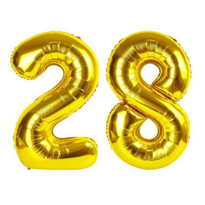 Gold Number 28 Balloon 40 inch, 28 Number Balloons, 28th Gold Birthday Decorations, 28 Year Old Women Men Golden Party Supplies