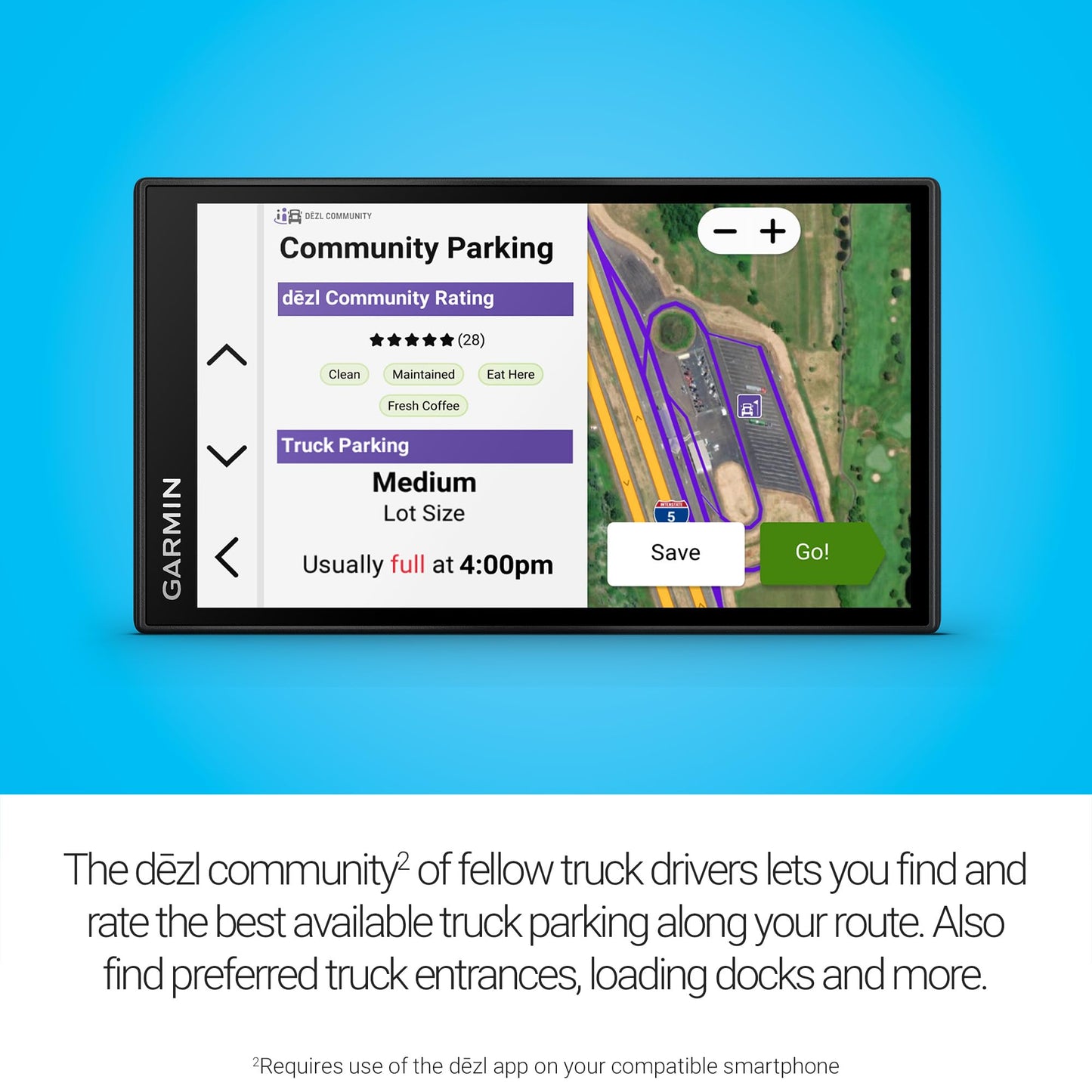 Garmin dēzl™ OTR620, High-Res 6” GPS Truck Navigator, Custom Routing, Satellite Imagery, Wind Speed, Community-Shared Loading Docks, Truck Entrances, Parking Availability