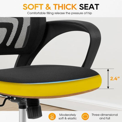 BestOffice Ergonomic Office Chair - Mid-Back Swivel Desk Chair with Breathable Backrest & Lumbar Support | Adjustable Height & Rolling Wheels | Dark Black for Adults & Women