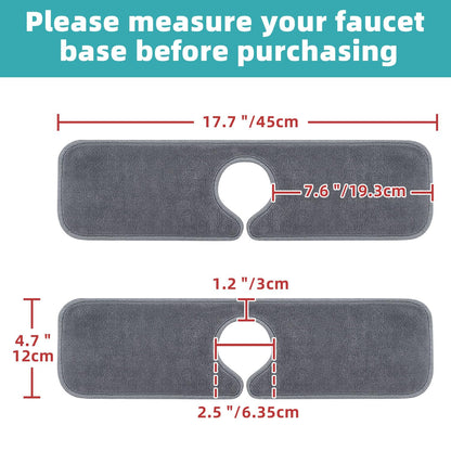 PoYang 4 Pack Faucet Mat for Kitchen Sink Splash Guard Short: Super Absorbent Microfiber Sink Water Splash Guard Behind Kitchen Faucet Mat for Bathroom, RV Protector, Machine Washable 17.7'' x 4.7''