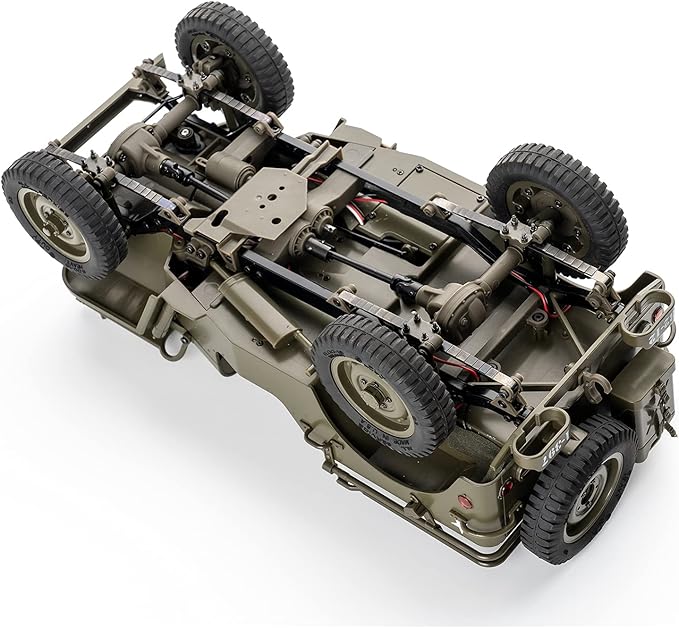 WOWRC RocHobby 1/12 1941 MB Scaler RC Jeep 4x4 Hobby Grade RTR RC Car Mini RC Rock Crawler Military 2.4Ghz RC Truck with LED Lights Battery and USB Charger for Adults