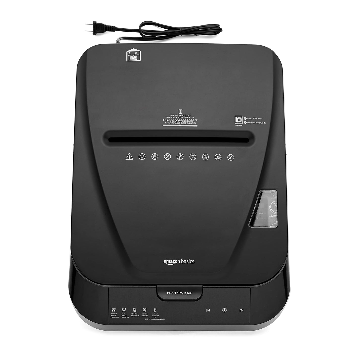 Amazon Basics 150-Sheet Autofeed Micro-Cut Paper and Credit Card Shredder, High Security Level P-4 with 8.5-Gallon Bin, 60-Minute Continuous Run Time, Black