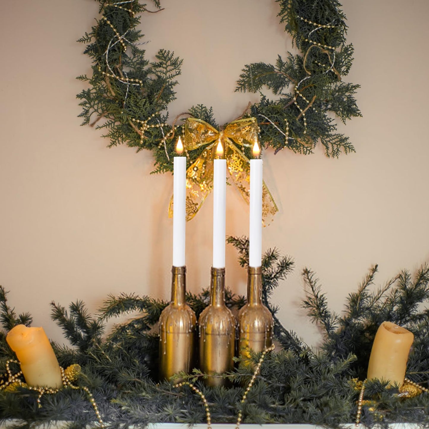 SunFunUSA LED Flameless Taper Candles with Remote Timer Battery Operated-9.6 Inches Flickering Window Candle Lights Realistic Warm Amber Light Best Gift for Xmas Wedding Home Dinner Decor Set of 6