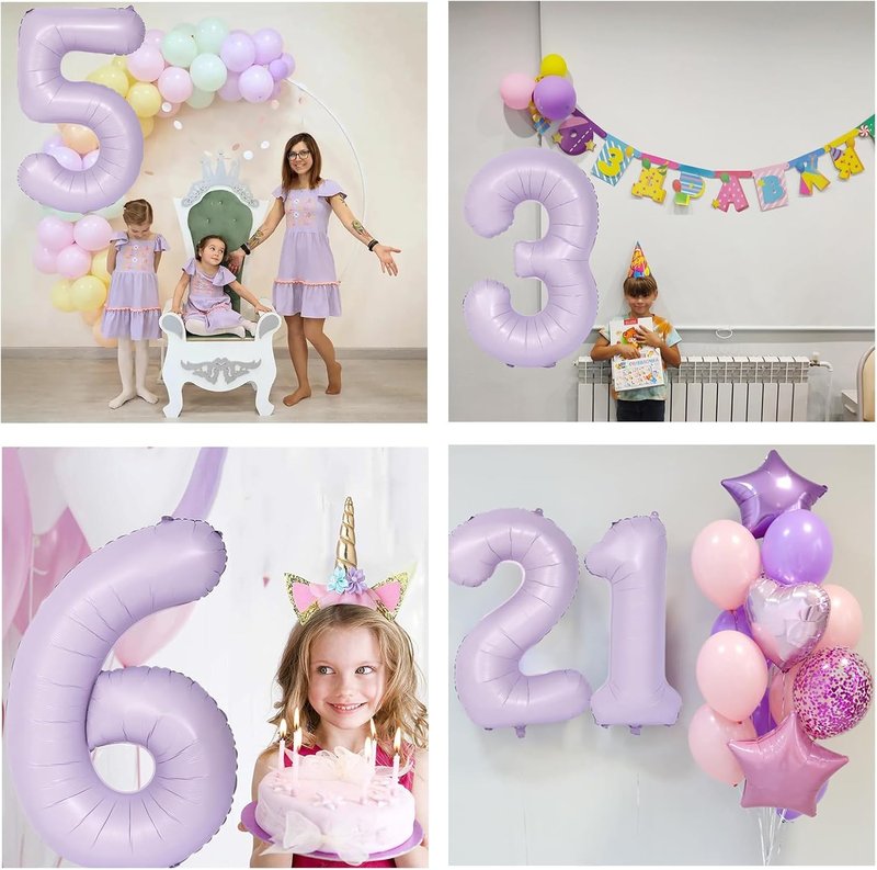 40 Inch Purple Number Balloons Light Purple 2 Balloon Matte purple Birthday Balloons 0-9 Birthday Wedding Party digital Decorations (Number 2)