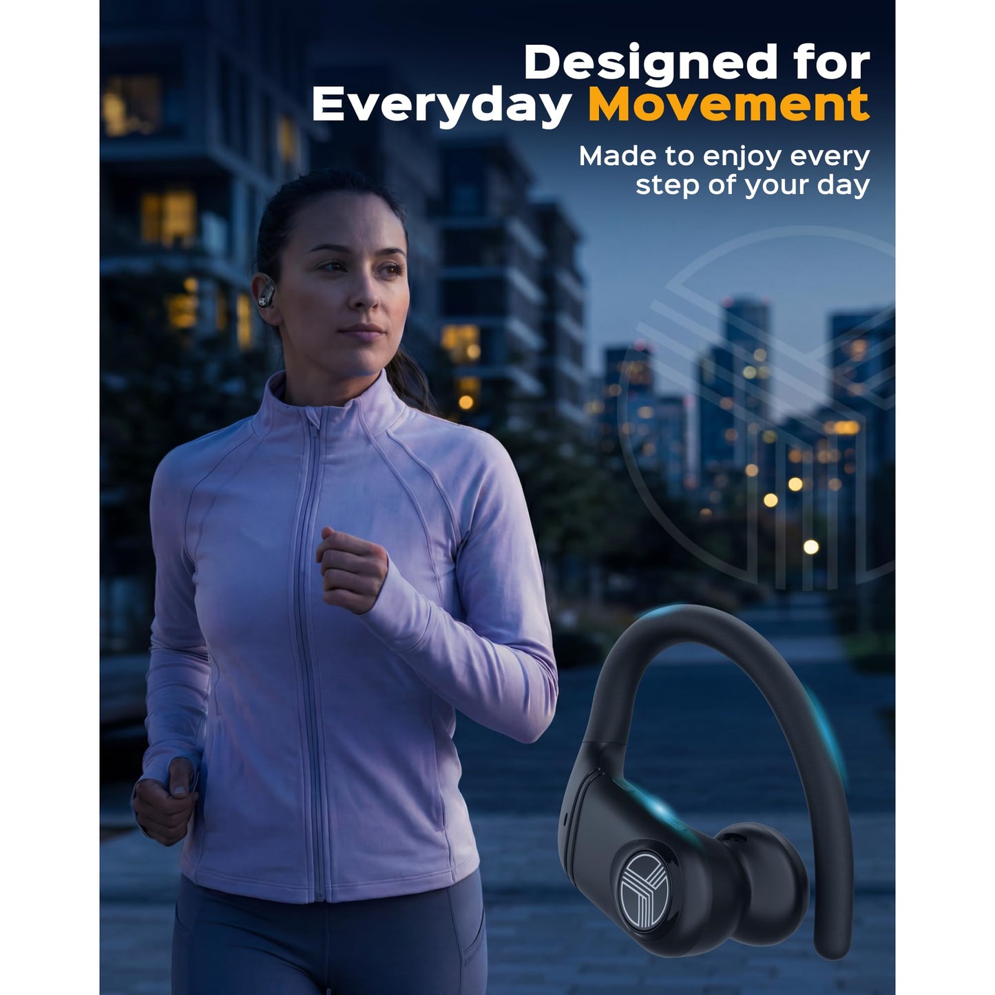 TREBLAB X4 – Waterproof Workout Headphones for Running & Gym - Silky Soft Secure Earhooks, 11H Battery, Physical Buttons, Noise Canceling Over-Ear Ear Hook Bluetooth Earbuds for Sports