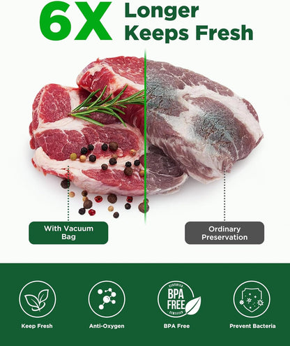 Amxus Vacuum Sealer Bags - Heavy Duty BPA-Free Food Storage | 2 Rolls, 28CM x 6M for Portion Control
