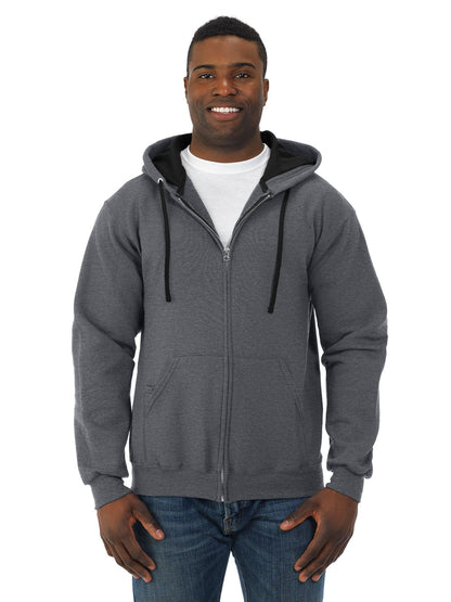 Fruit of the Loom Men's Sofspun Fleece Hoodie, Full Zip-Charcoal Heather, XX-Large