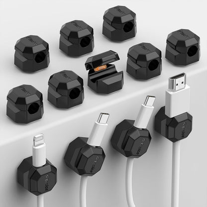 12 Pack Rotatable Cable Clips,Spring Cord Organizer Desk Cable Management Cord Holder Adhesive Phone Charger Cord Clips for Home Office Car Wall Nightstand Accessories Black
