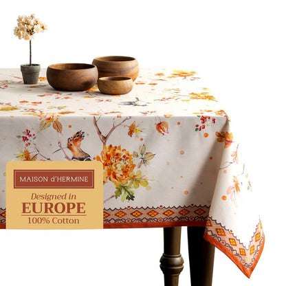 Maison d' Hermine Table Cloth Square Table 100% Cotton 60 x 60 Inches Fall Tablecloth Reusable Everyday Use for Thanksgiving Christmas Decorations Dining Farmhouse Party (Kelim - Prairie)